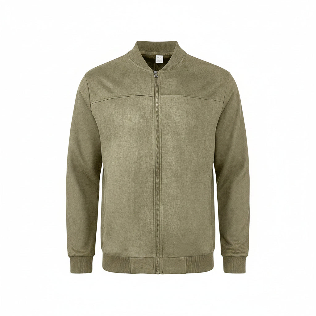 Men's Suede-Feel Stand-Collar Zip Jacket