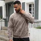 Men's Suede-Feel Stand-Collar Zip Jacket