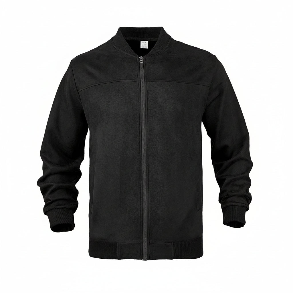 Men's Suede-Feel Stand-Collar Zip Jacket