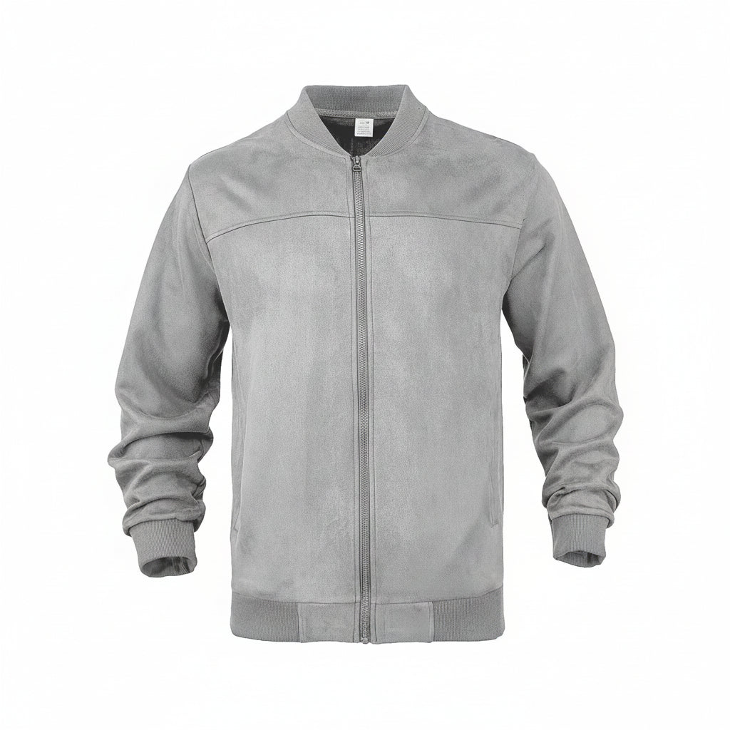 Men's Suede-Feel Stand-Collar Zip Jacket
