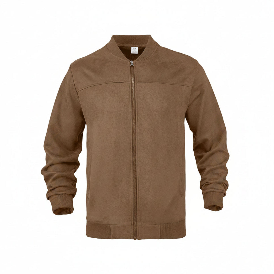 Men's Suede-Feel Stand-Collar Zip Jacket