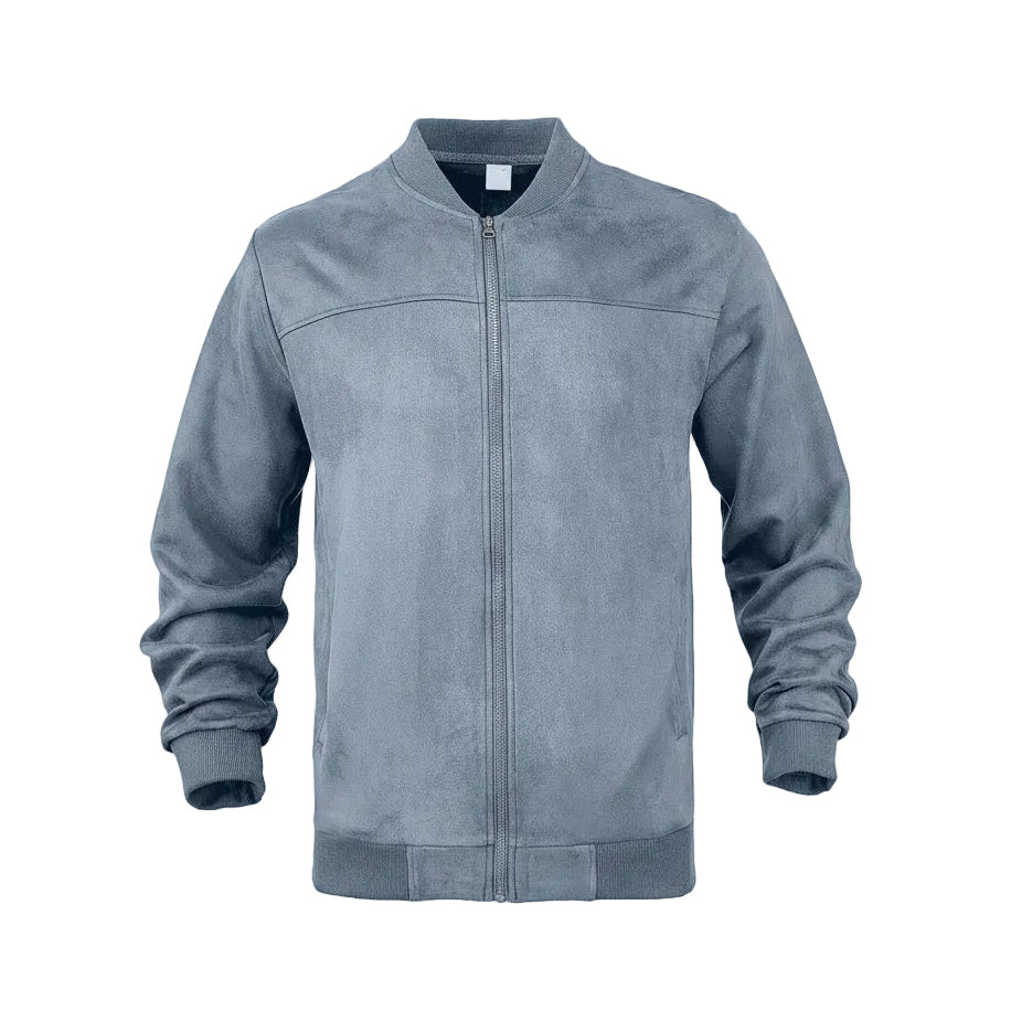 Men's Suede-Feel Stand-Collar Zip Jacket